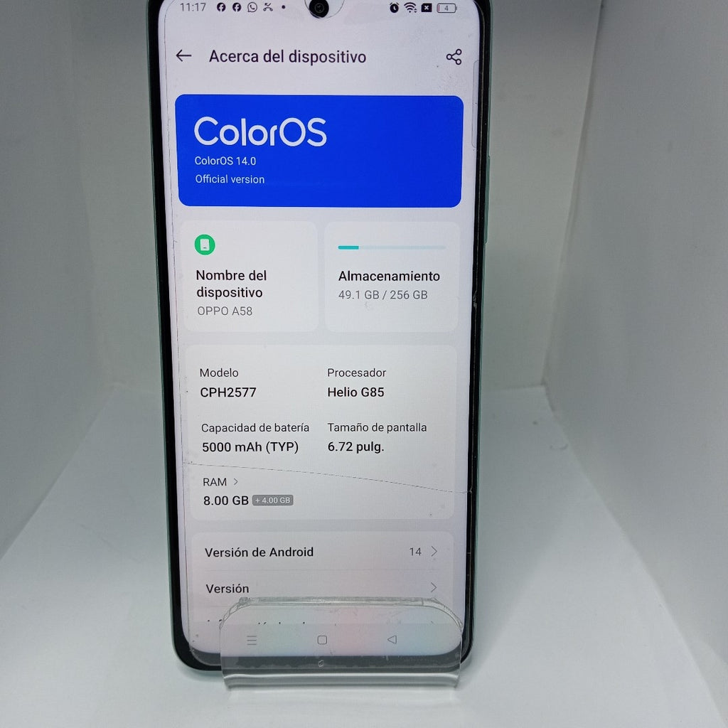 CELULAR OPPO  A58 CPH2577 (2023) 256 GB 8 GB RAM (SEMINUEVO)