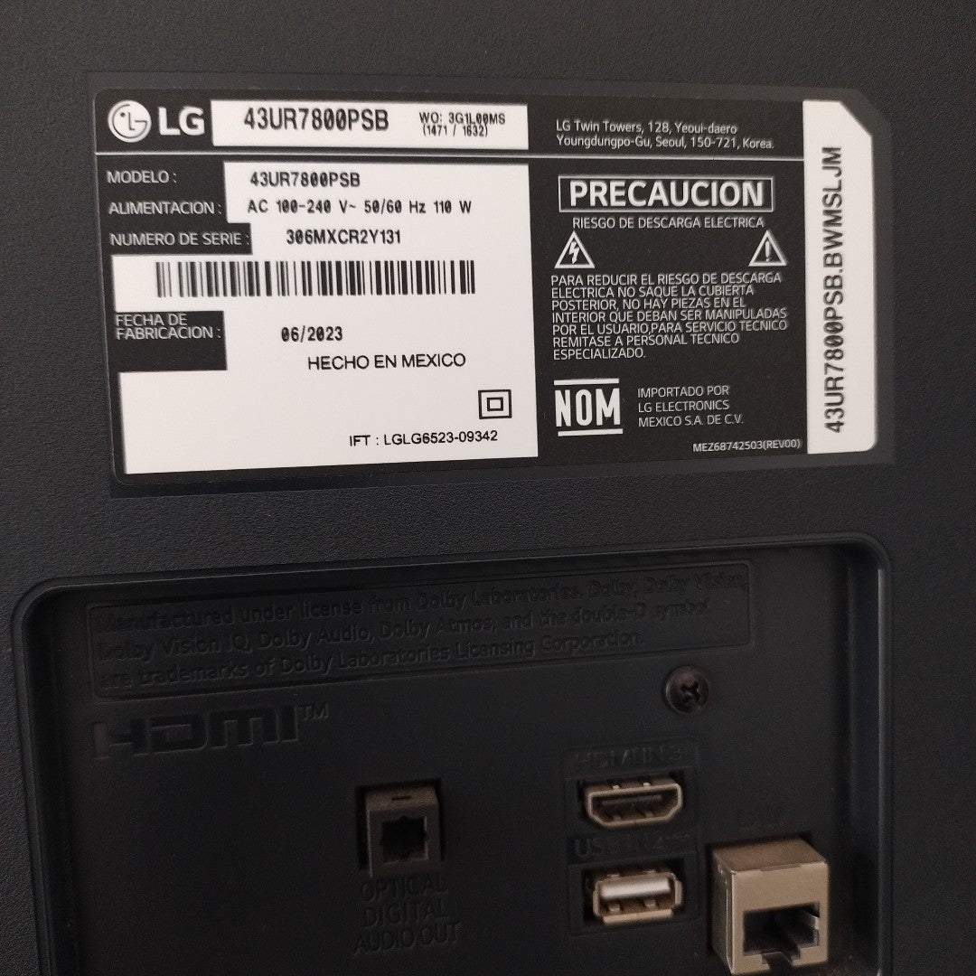 PANTALLA LG 43UR7800PSB (2023) 43" LED 4K (SEMINUEVO)