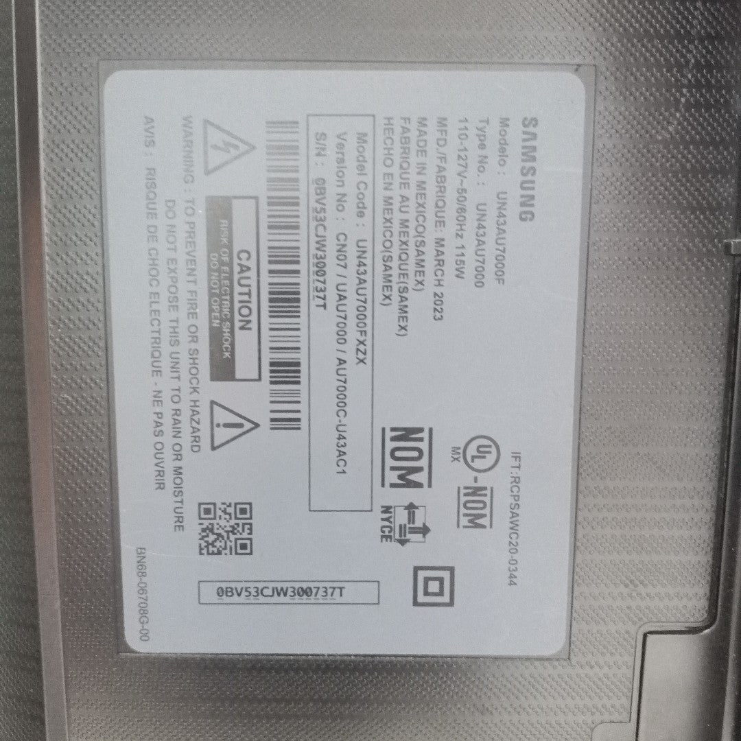 PANTALLA SAMSUNG UN43AU7000F (2023) 43" LED 4K (SEMINUEVO)