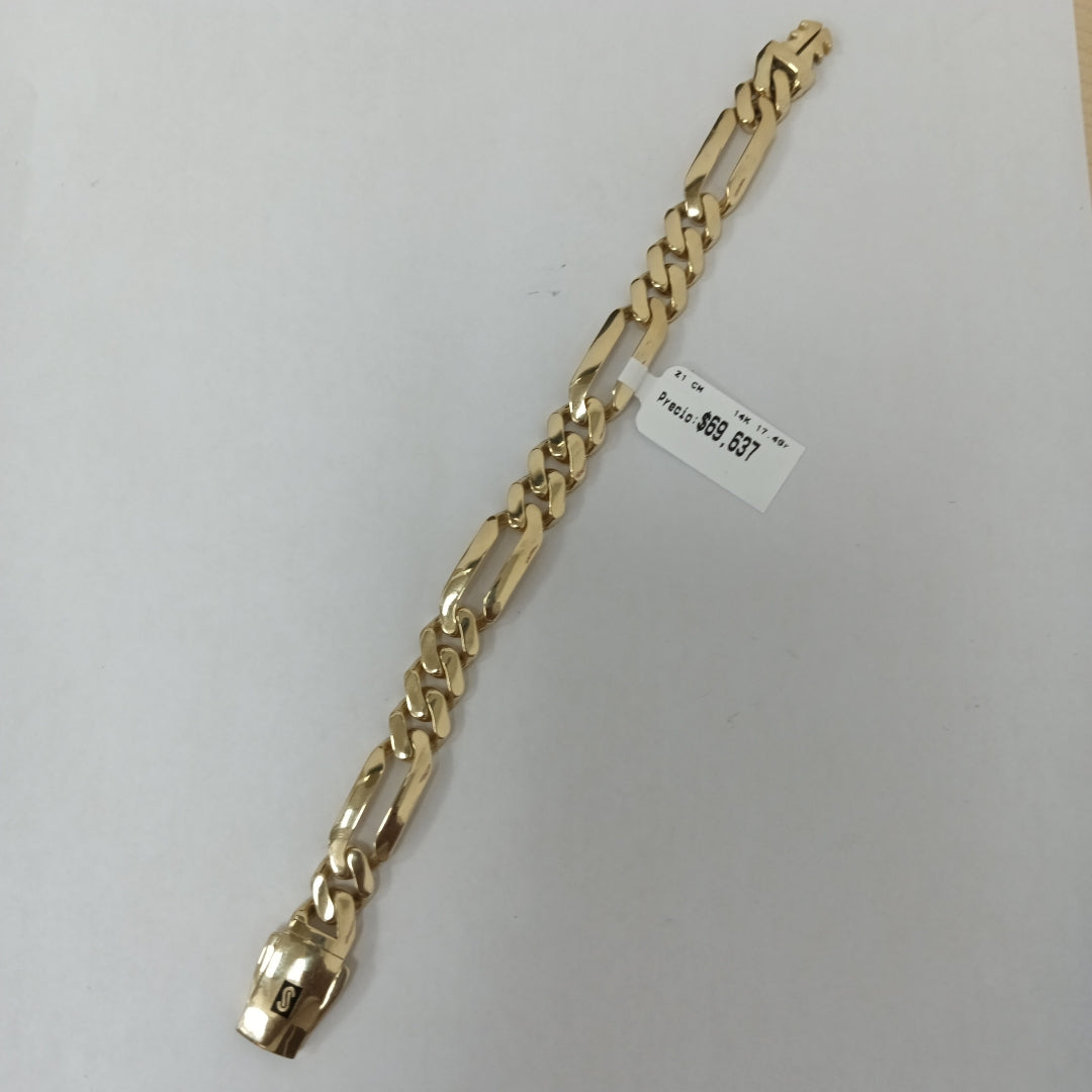 PULSERA CABALLERO MONACO ORO 14K 17.4 (NUEVO)