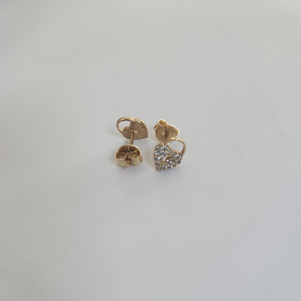 10080BRO00000B1281 FRD7 BROQUEL DE CORAZON CANDADO CON CIRCONIAS ORO 14K 1.2GRS (NUEVO)