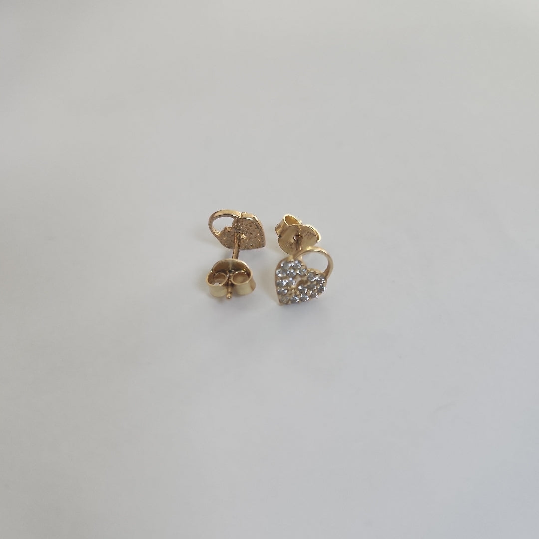 10080BRO00000B1281 FRD7 BROQUEL DE CORAZON CANDADO CON CIRCONIAS ORO 14K 1.2GRS (NUEVO)