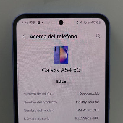 CELULAR SAMSUNG GALAXY A54 5G SM-A546E 256 GB 8 GB RAM (SEMINUEVO)