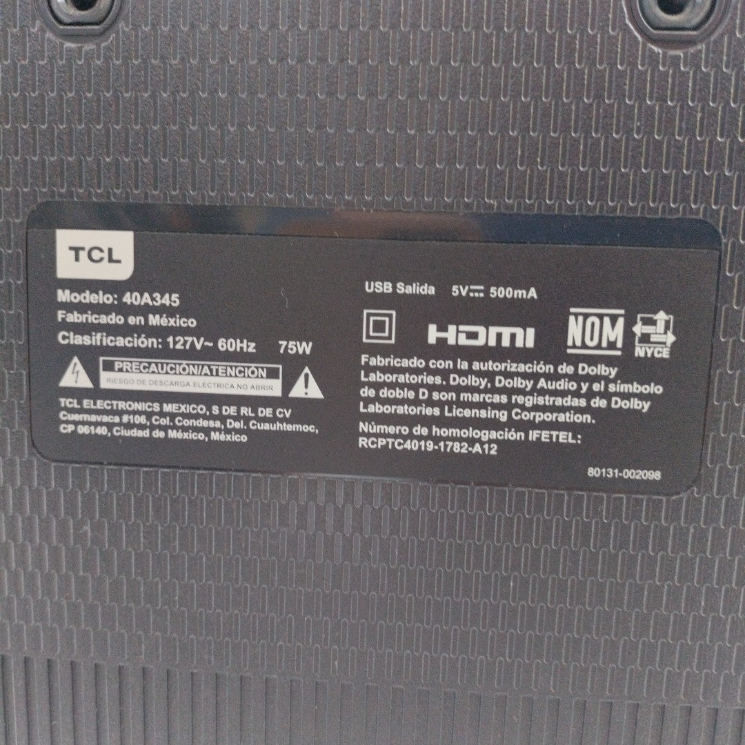 PANTALLA TCL 40A345 (2022) 40" LED FULL HD (SEMINUEVO)