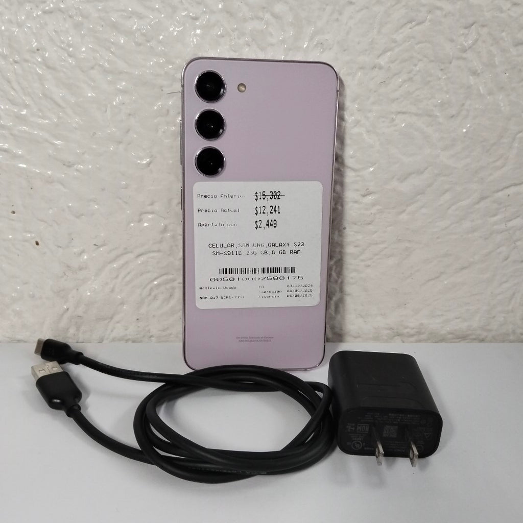 CELULAR SAMSUNG GALAXY S23 SM-S911B 256 GB 8 GB RAM (SEMINUEVO)