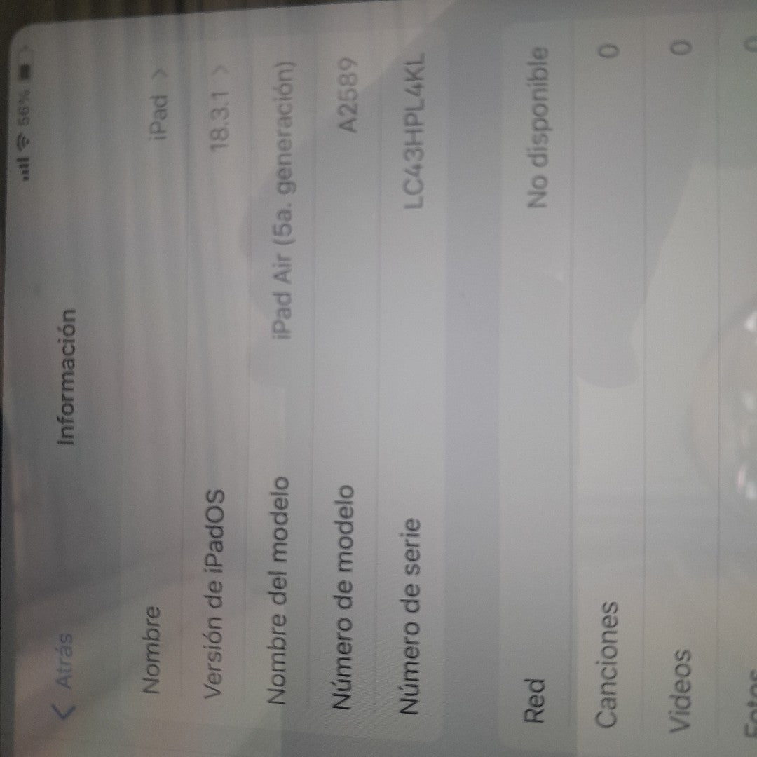 TABLETA APPLE IPAD AIR 5 A2589 64 GB 8 GB RAM (SEMINUEVO)