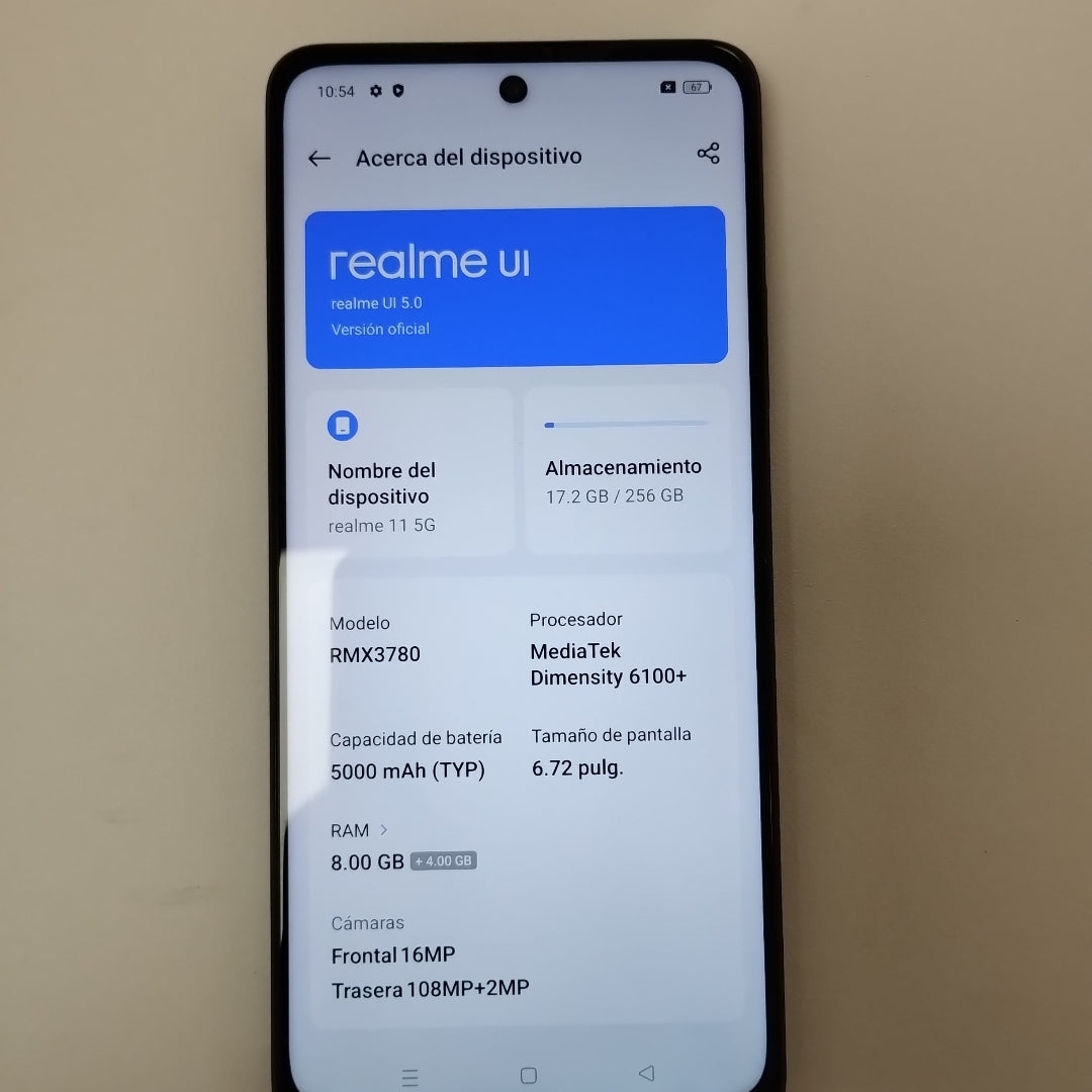 CELULAR REALME 11 5G RMX3780 (2023) 256 GB 8 GB RAM (SEMINUEVO)