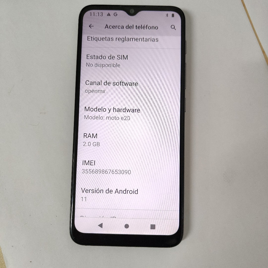 CELULAR MOTOROLA MOTO E20 XT2155-5 32 GB 2 GB RAM (SEMINUEVO)