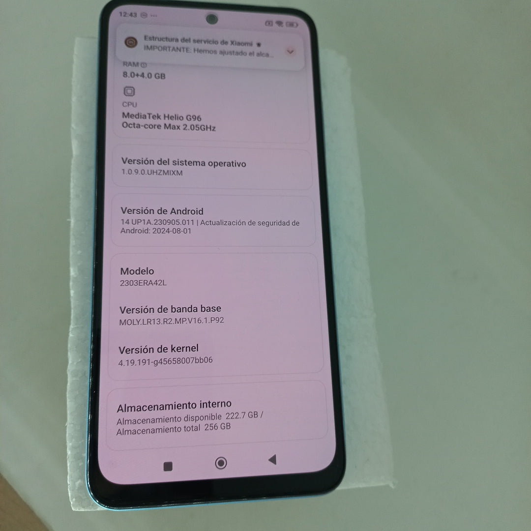 CELULAR XIAOMI REDMI NOTE 12S 2303ERA42L (2023) 256 GB 8 GB RAM (SEMINUEVO)
