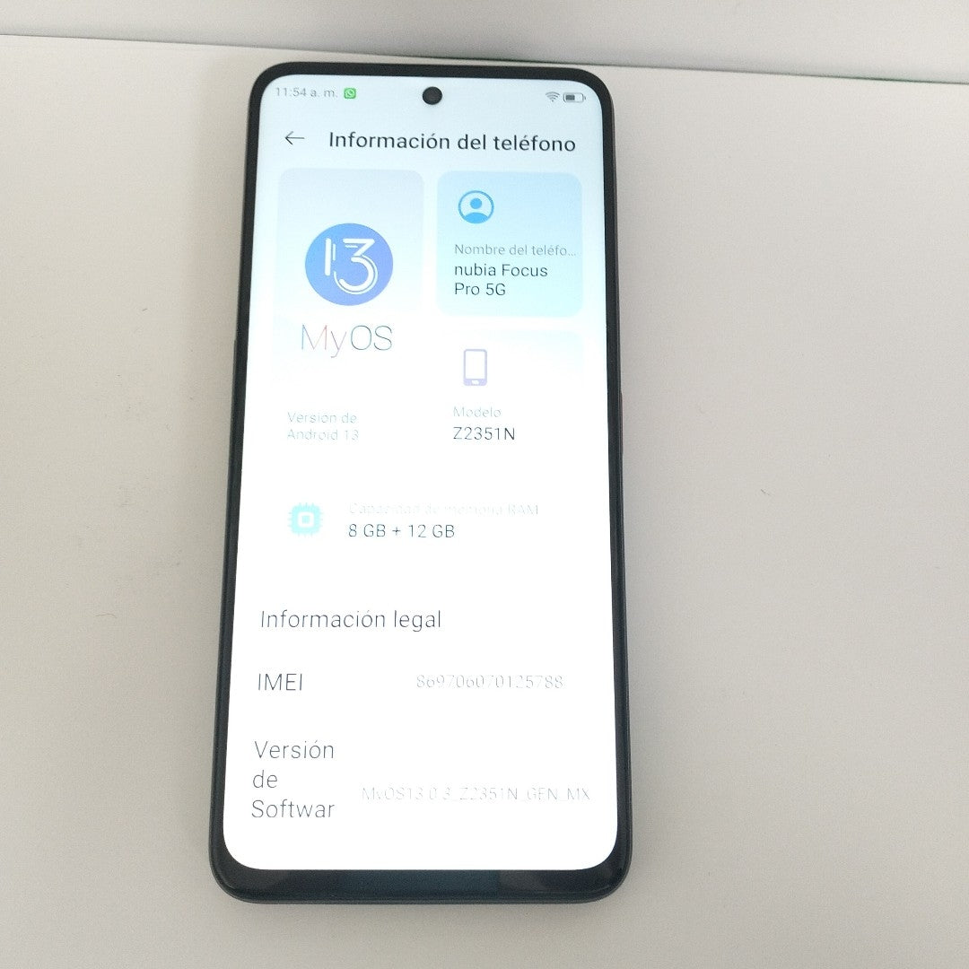 CELULAR NUBIA  FOCUS PRO 5G Z2351N 256 GB 8 GB RAM (SEMINUEVO)