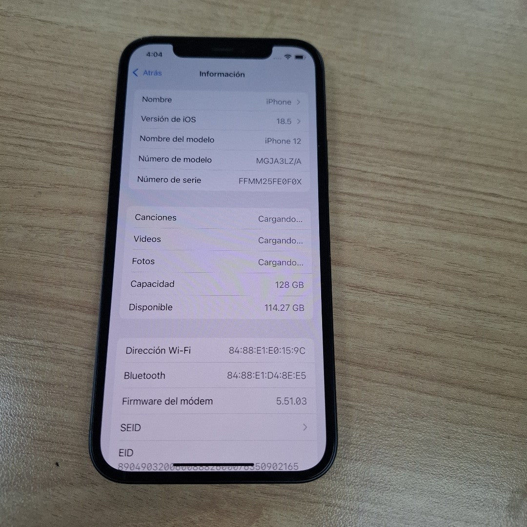 CELULAR APPLE IPHONE 12 A2403 128 GB 4 GB RAM (SEMINUEVO)