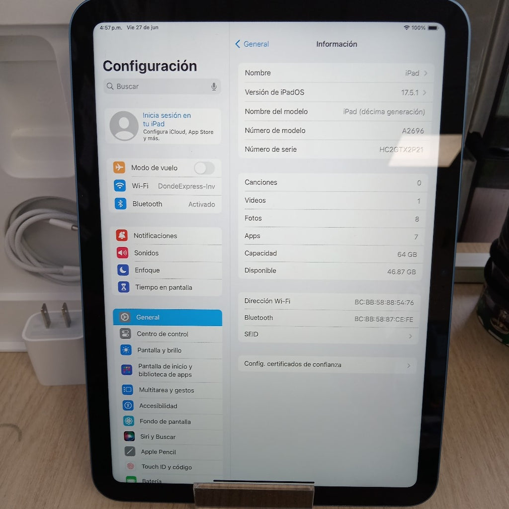 TABLETA APPLE IPAD 10 A2696 64 GB 4 GB RAM (SEMINUEVO)