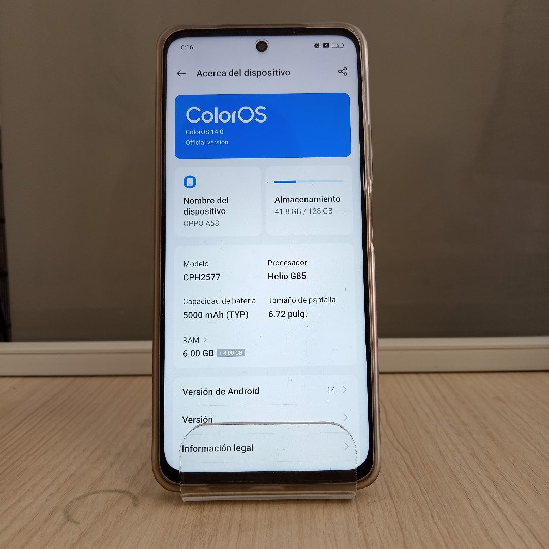 CELULAR OPPO  A58 CPH2577 (2023) 128 GB 6 GB RAM (SEMINUEVO)