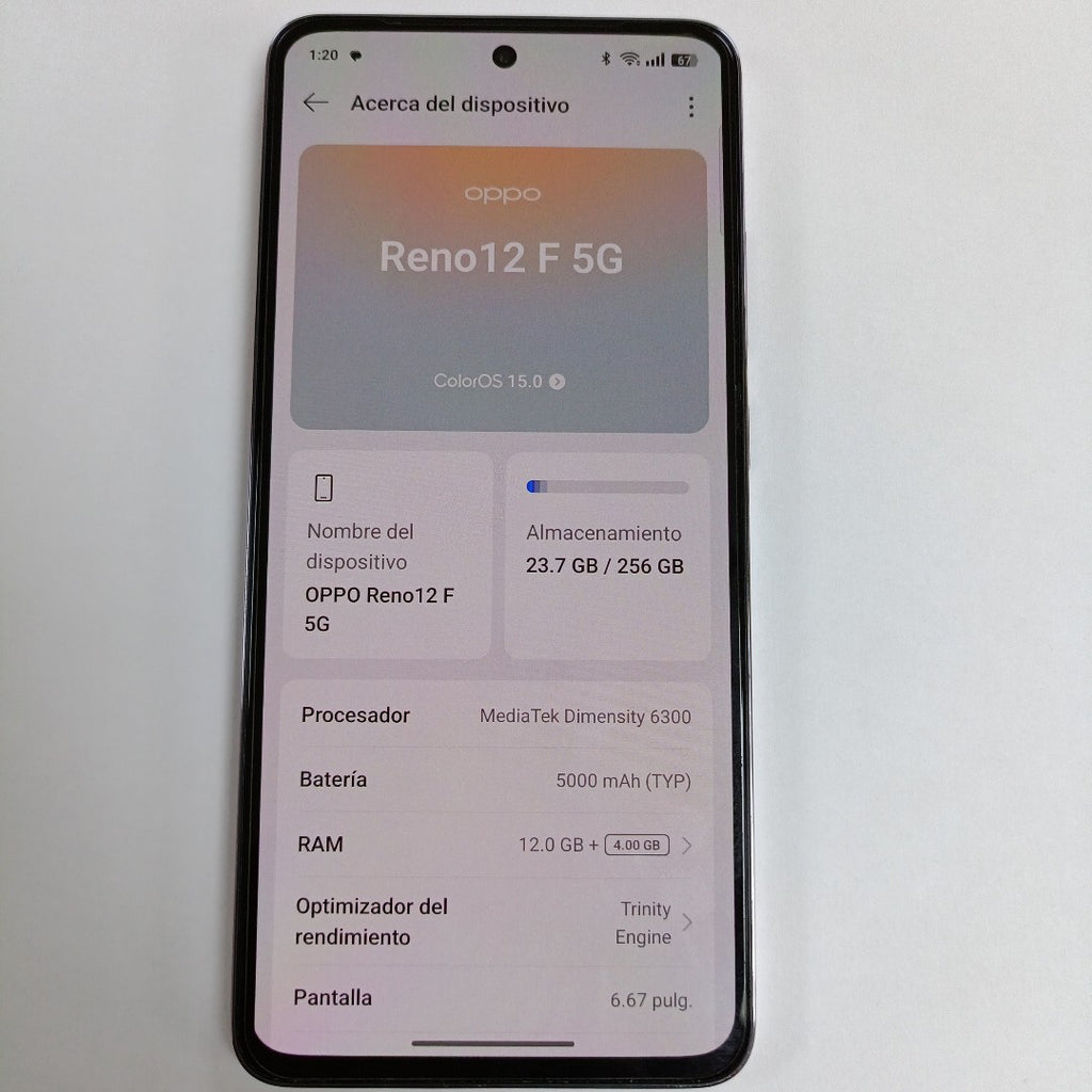 CELULAR OPPO  RENO 12F 5G CPH2637 256 GB 12 GB RAM (SEMINUEVO)