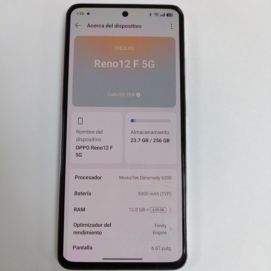 CELULAR OPPO  RENO 12F 5G CPH2637 256 GB 12 GB RAM (SEMINUEVO)
