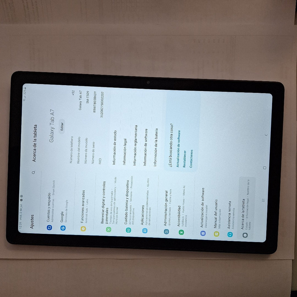 TABLETA SAMSUNG GALAXY TAB A7 SM-T509 (2022) 32 GB 3 GB RAM (SEMINUEVO)