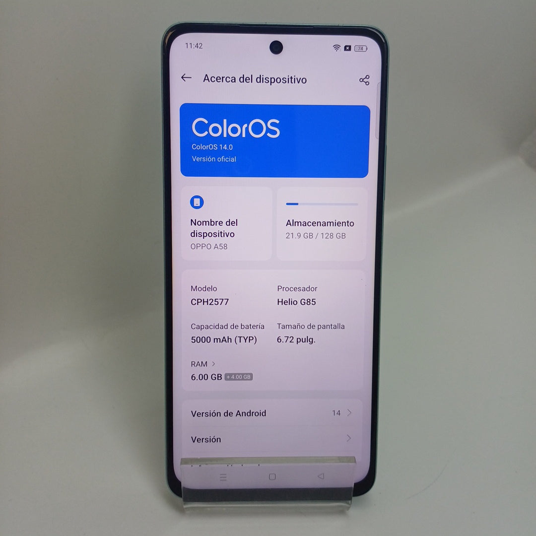 CELULAR OPPO  A58 CPH2577 (2023) 128 GB 6 GB RAM (SEMINUEVO)