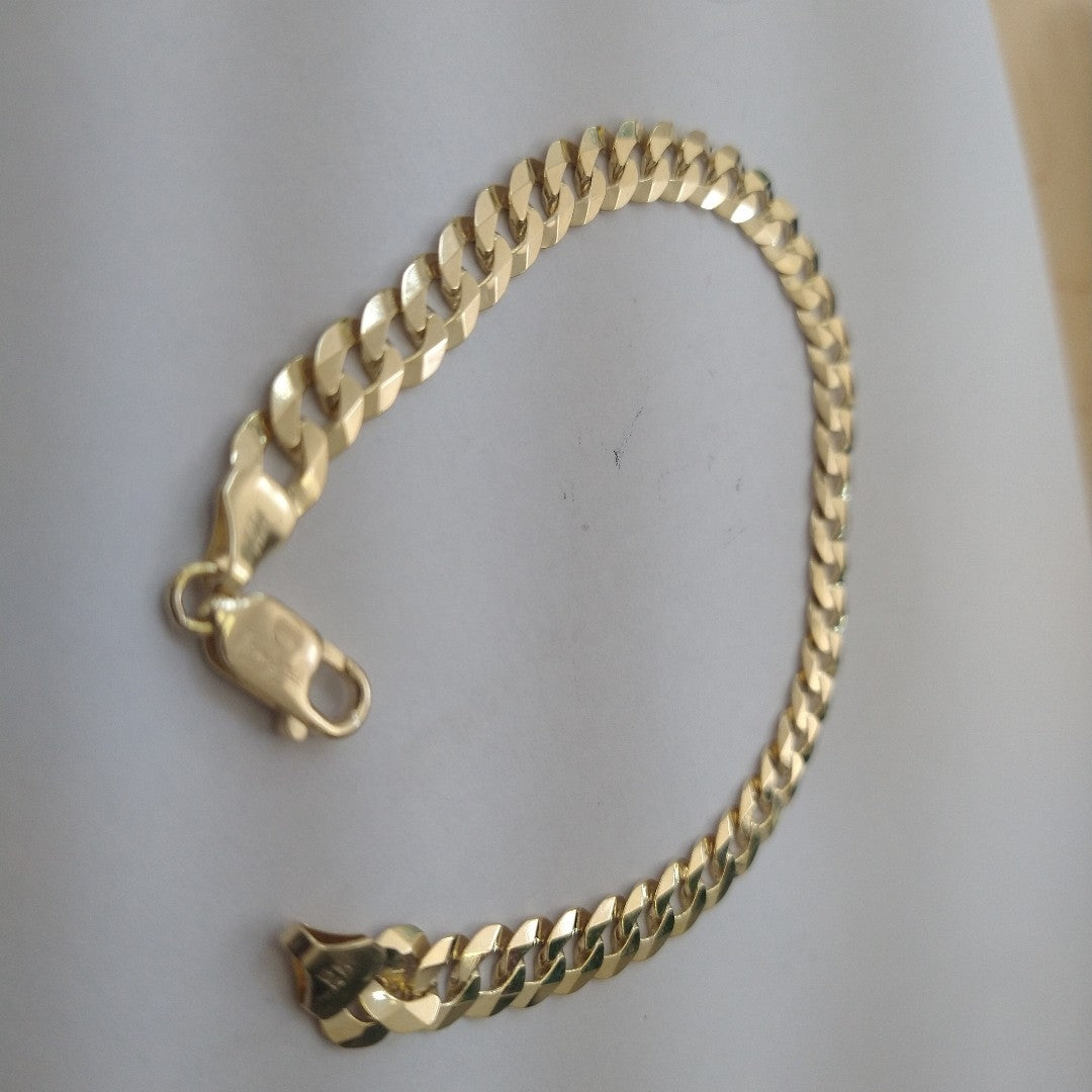 PULSERAS CABALLERO BARBADA AMARILLA ORO 14K 10.7 (NUEVO)