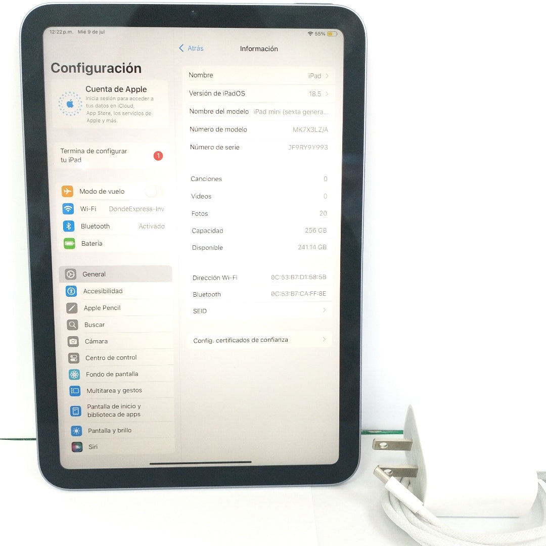 TABLETA APPLE IPAD MINI 6 A2567 256 GB 4 GB RAM (SEMINUEVO)