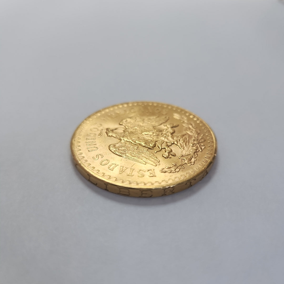 K1 41.6 GRMS - DESC.  0 GRAMOS - 21 K - AVALÚO  77688 * * IDENTIFICACIÓN  MONEDA NOMINATIVA. * MONEDAS PESOS  50 PESOS. (SEMINUEVO)