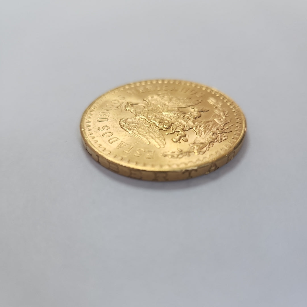 K1 41.6 GRMS - DESC.  0 GRAMOS - 21 K - AVALÚO  77688 * * IDENTIFICACIÓN  MONEDA NOMINATIVA. * MONEDAS PESOS  50 PESOS. (SEMINUEVO)