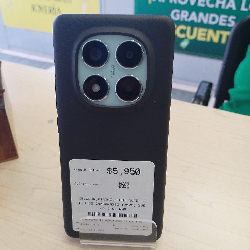 CELULAR XIAOMI REDMI NOTE 14 PRO 5G 24090RA29G (2025) 256 GB 8 GB RAM (SEMINUEVO)