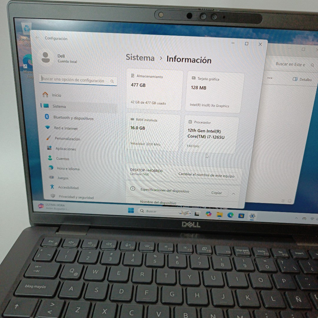 LAPTOP DELL LATITUDE 7430 (2022) 512 GB SSD 16 GB RAM (SEMINUEVO)