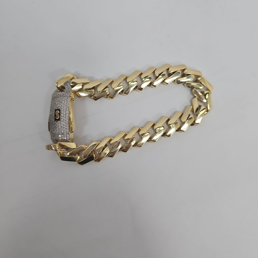 PULSERA CABALLERO MONACO ORO 14K 17 (NUEVO)