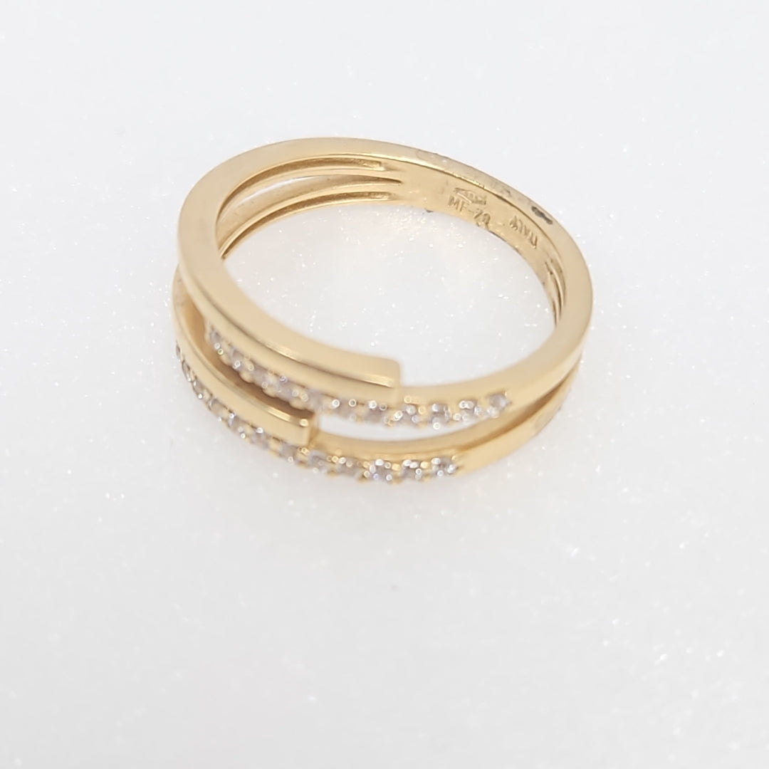 10020AND00060B1541 FRD6 ANILLO CUATRO HILOS DOS CON CIRCONIA ORO 14K 3.3GRS (NUEVO)