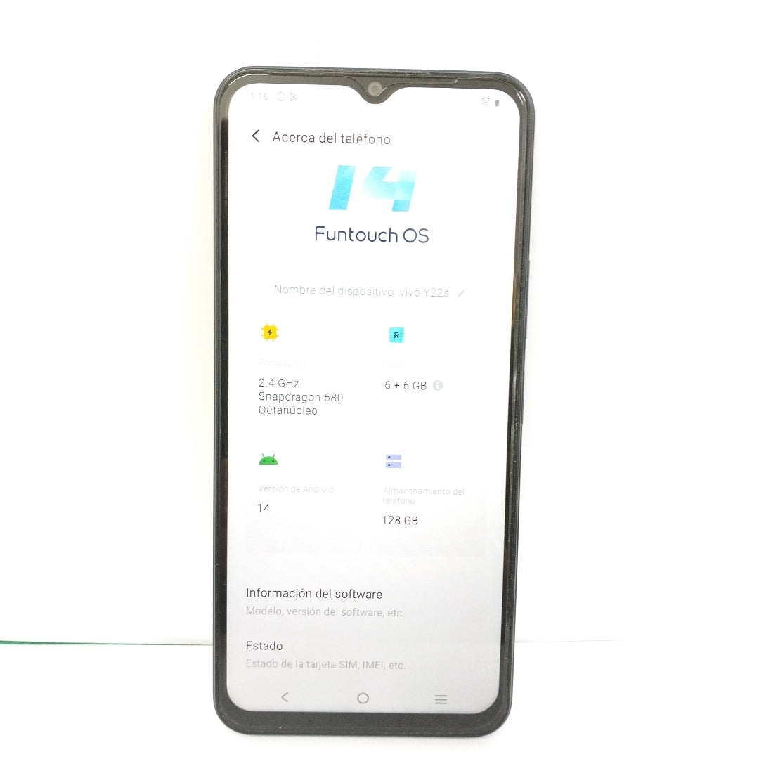 CELULAR VIVO Y22S V2206 128 GB 6 GB RAM (SEMINUEVO)