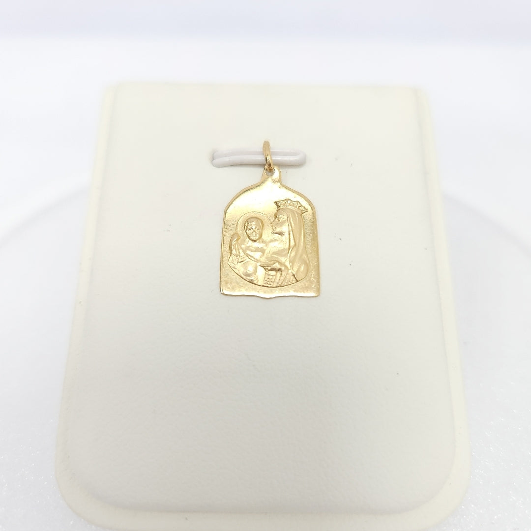 10005REL16200B162 FRD3 MEDALLA FORMA DE CAMPANA CON RELIEVE VIRGEN CON NIÑO ORO 14K 1GRS (NUEVO)