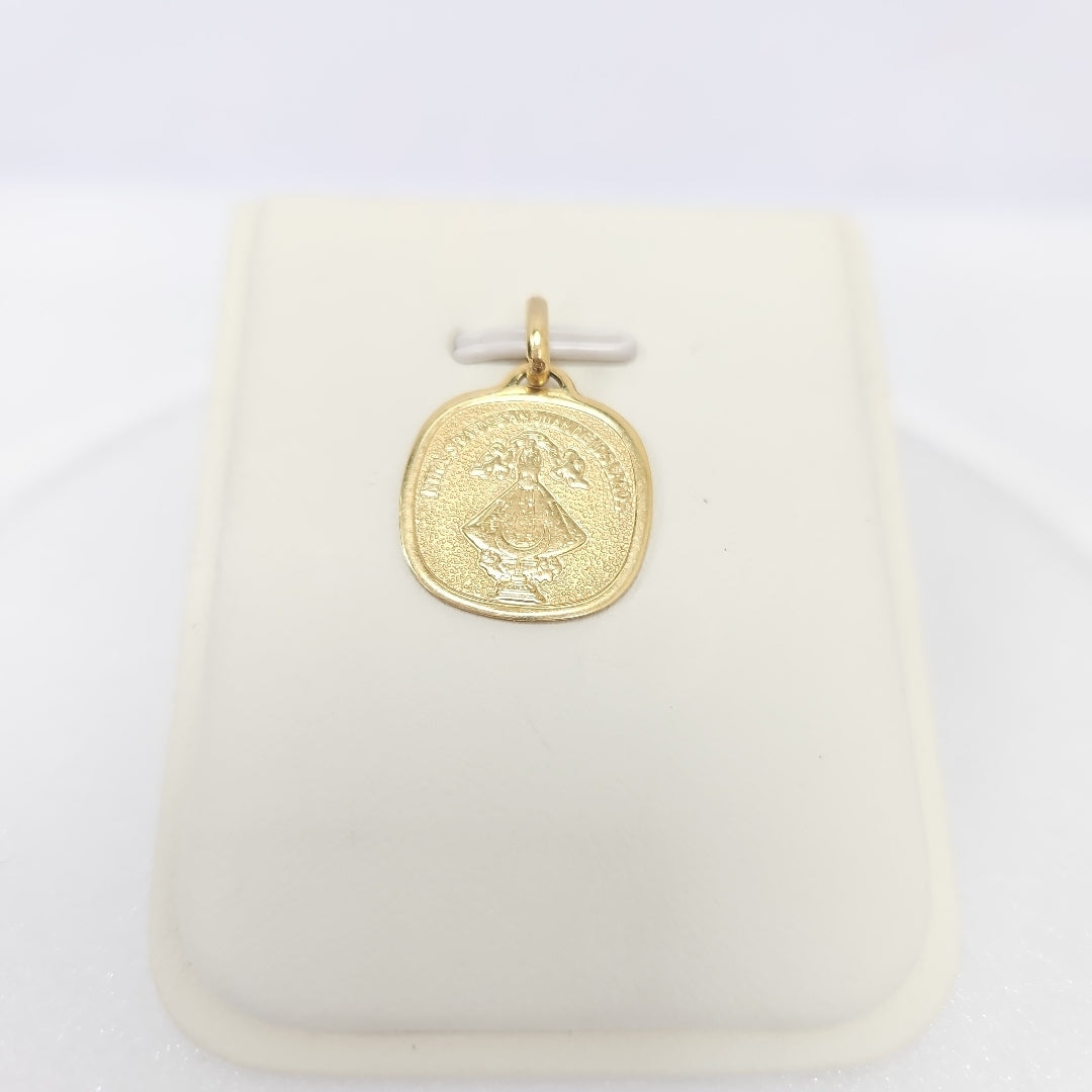 10003REL27300B273 FRD3 MEDALLA SEMICUADRADA DE SAN JUAN DE LOS LAGOS ORO 14K 2GRS (NUEVO)