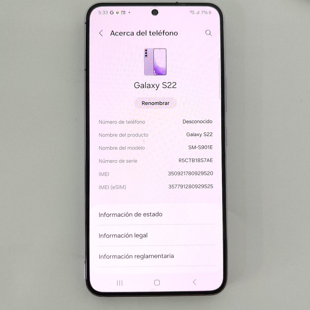 CELULAR SAMSUNG GALAXY S22 SM-S901E 256 GB 8 GB RAM (SEMINUEVO)
