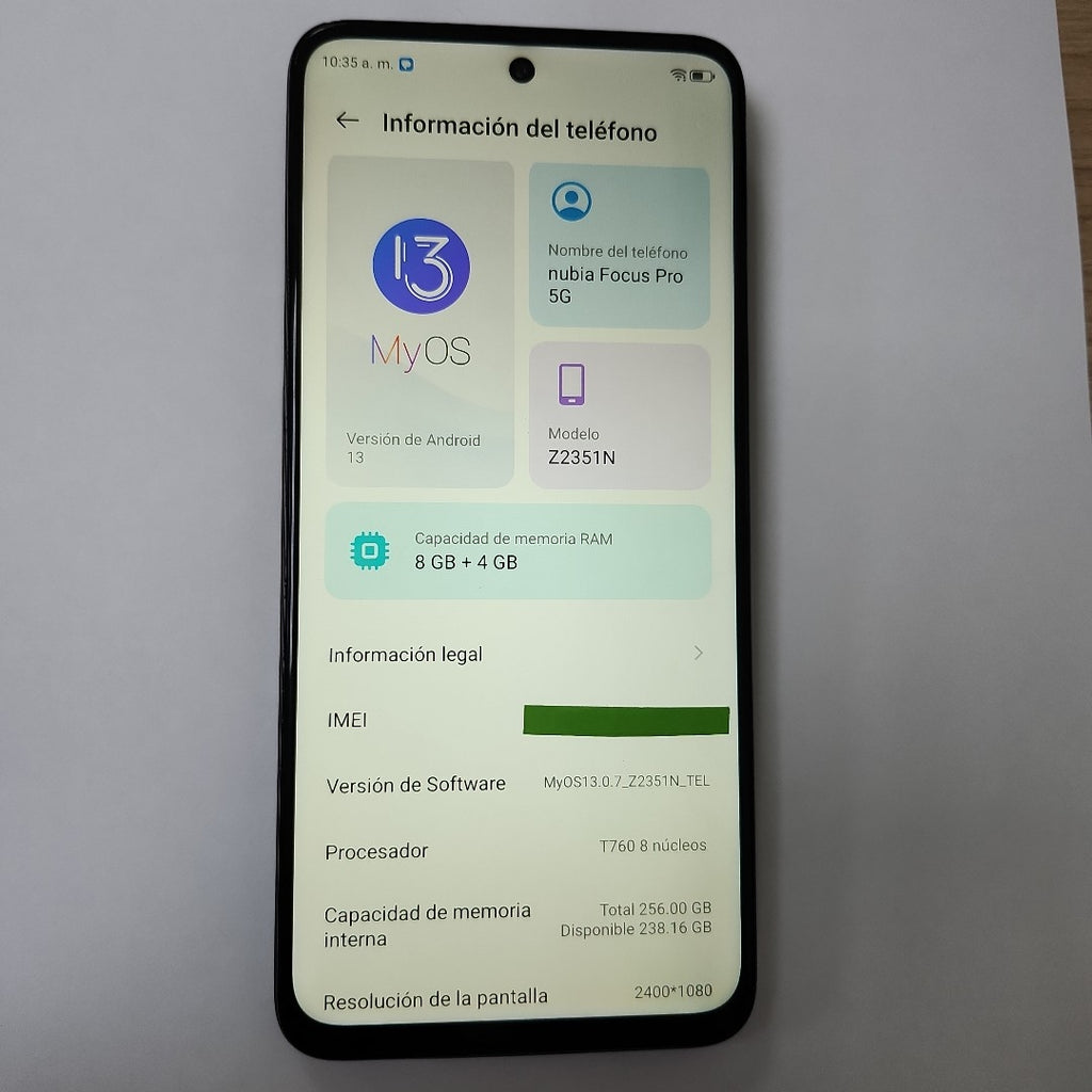 CELULAR NUBIA  FOCUS PRO 5G Z2351N 256 GB 8 GB RAM (SEMINUEVO)
