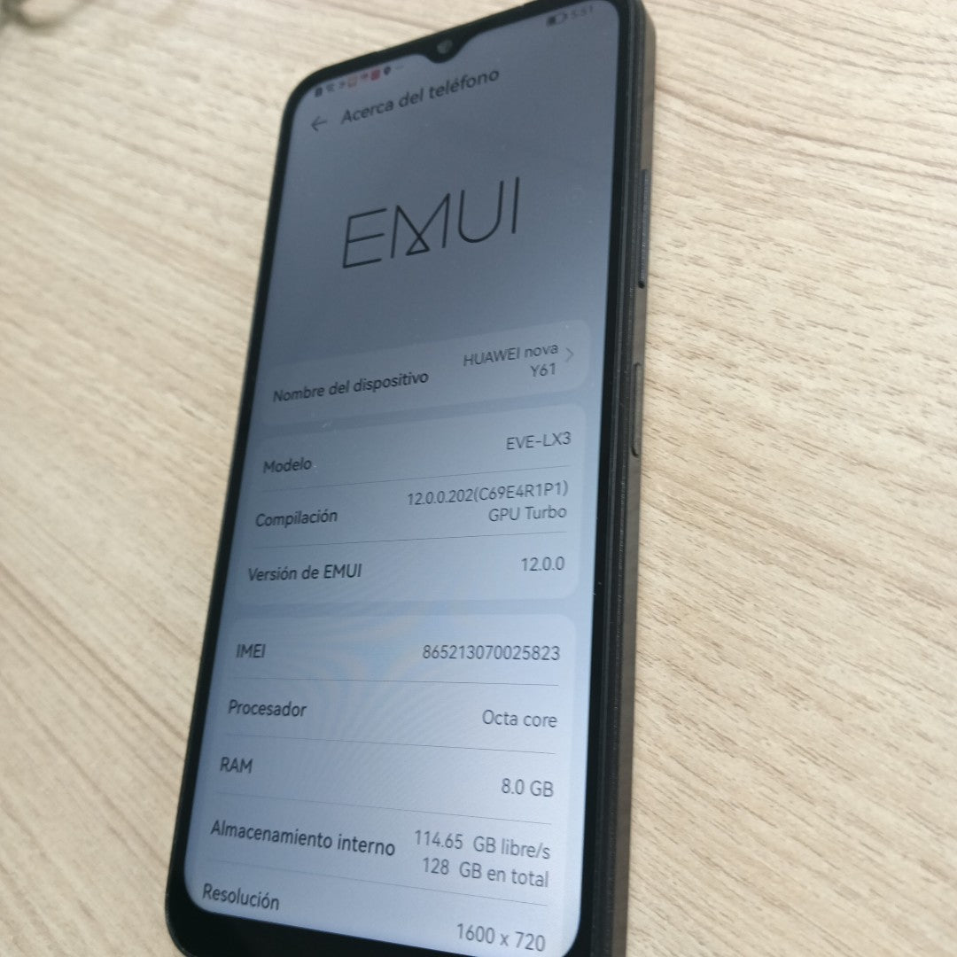 CELULAR HUAWEI NOVA Y61 EVE-LX3 128 GB 8 GB RAM (SEMINUEVO)