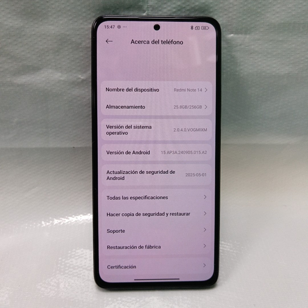 CELULAR XIAOMI REDMI NOTE 14 24117RN76L (2025) 256 GB 8 GB RAM (SEMINUEVO)
