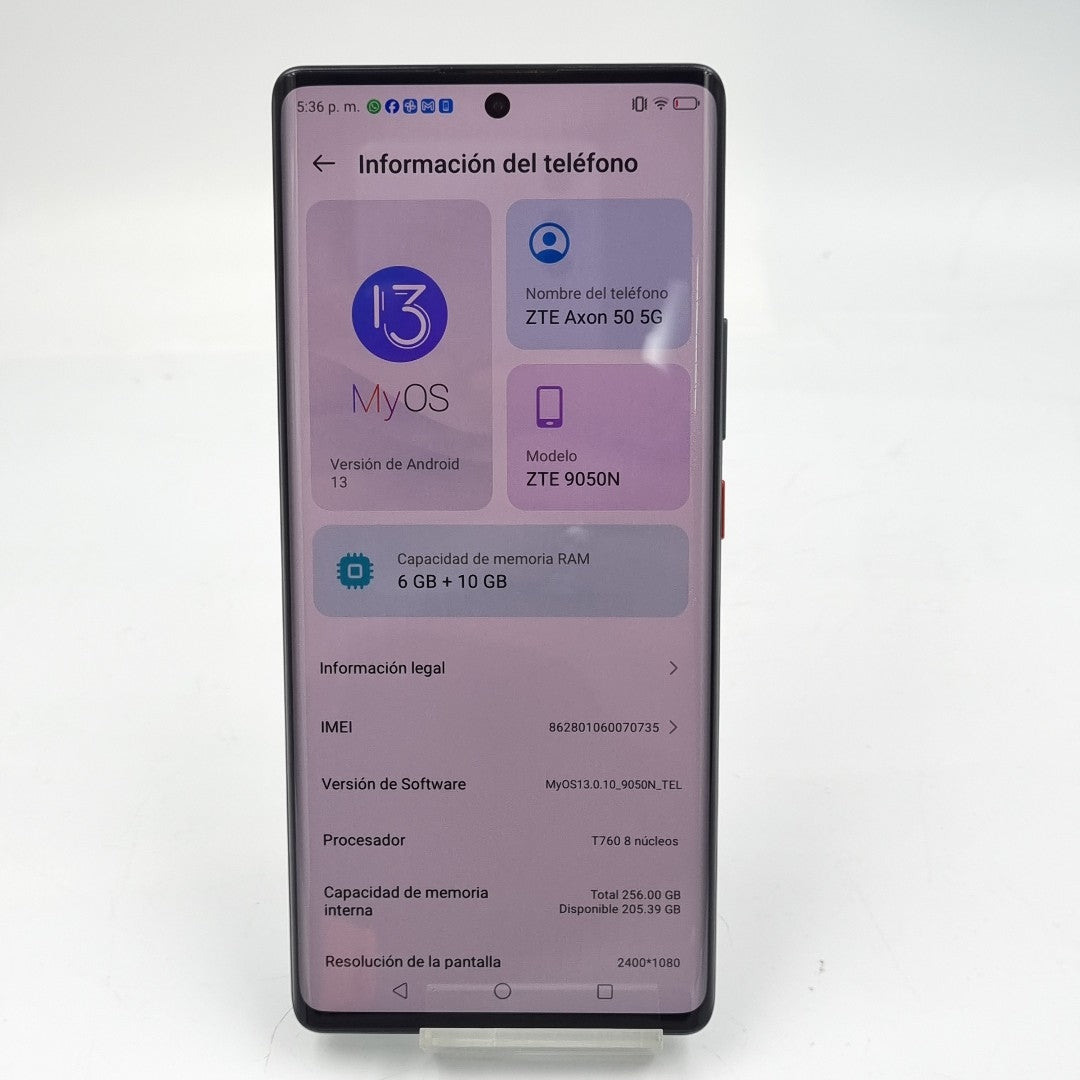 CELULAR ZTE AXON 50 5G 9050N 256 GB 6 GB RAM (SEMINUEVO)