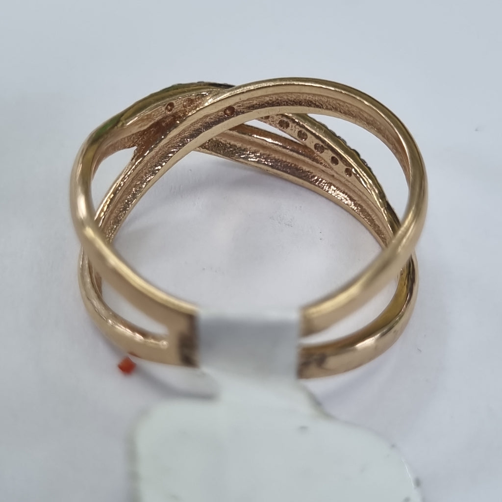 10001AND00060B1308 FRD5A ANILLO 3 HILOS CRUZADOS UNO CON CIRCONIA ORO 14K 3.2GRS (NUEVO)