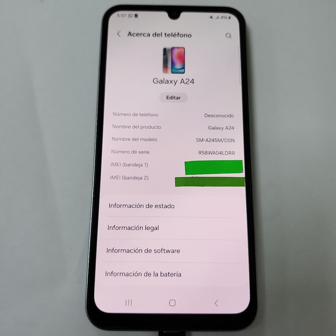 CELULAR SAMSUNG GALAXY A24 SM-A245M/DSN 128 GB 4 GB RAM (SEMINUEVO)