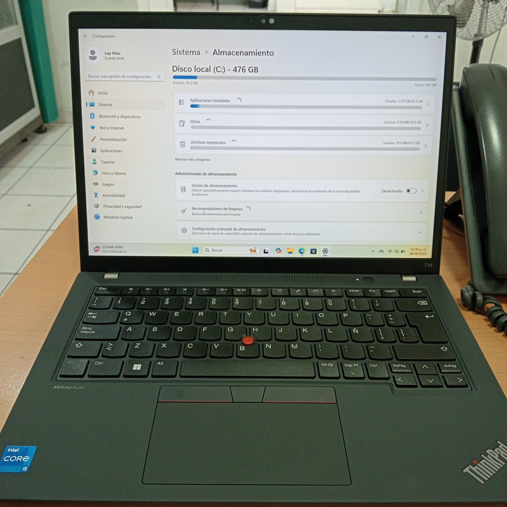 LAPTOP LENOVO THINKPAD T14 GEN 4 (2024) 512 GB SSD 16 GB RAM (SEMINUEVO)