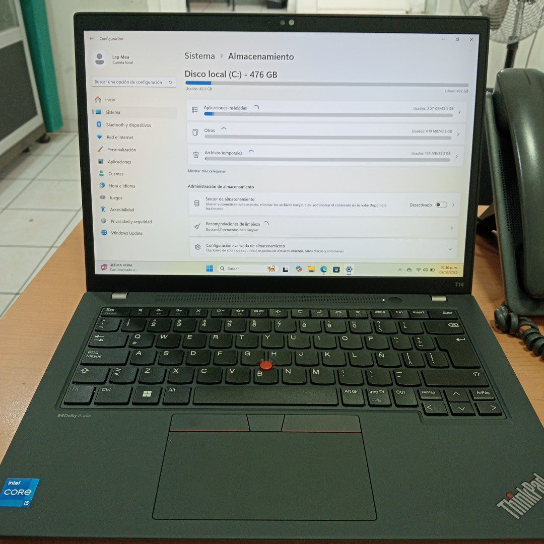 LAPTOP LENOVO THINKPAD T14 GEN 4 (2024) 512 GB SSD 16 GB RAM (SEMINUEVO)