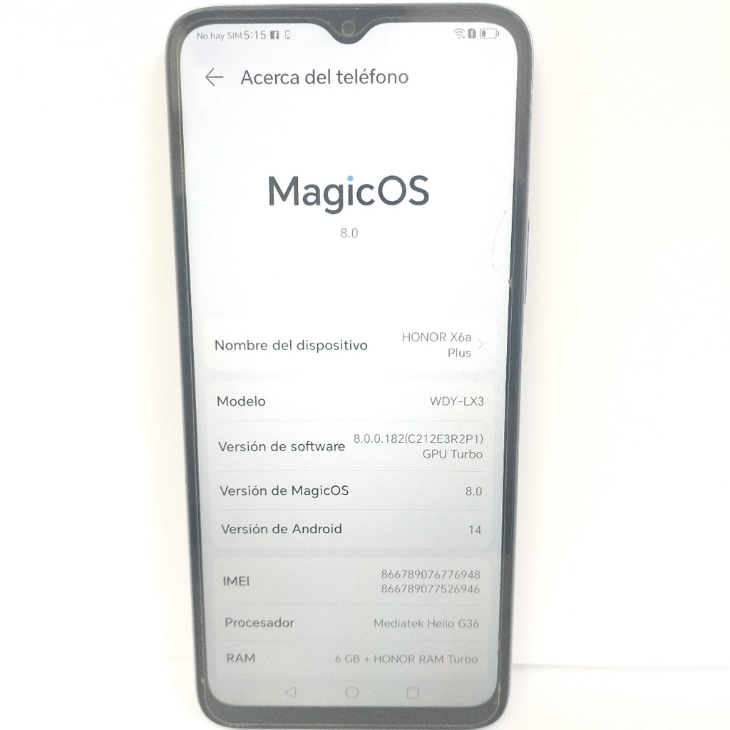 CELULAR HONOR X6A WDY-LX3 (2023) 256 GB 6 GB RAM (SEMINUEVO)