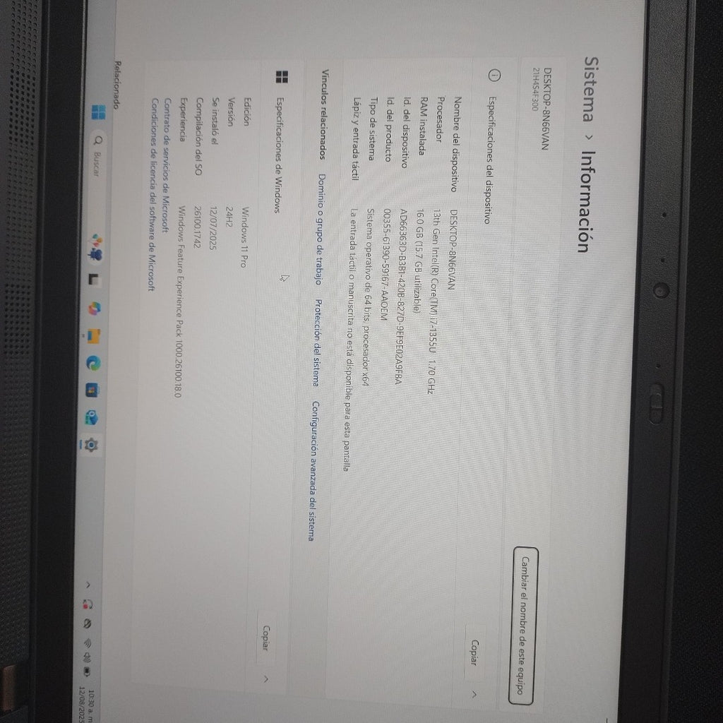 LAPTOP LENOVO THINKPAD L15 GEN 4 (2024) 512 GB SSD 16 GB RAM (SEMINUEVO)