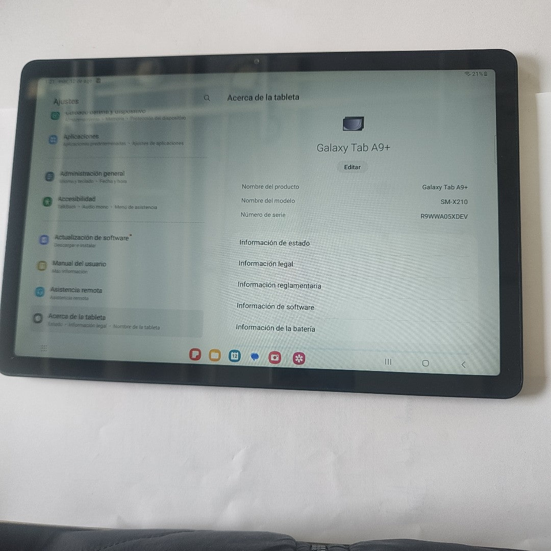TABLETA SAMSUNG GALAXY TAB A9+ SM-X210 (2023) 128 GB 8 GB RAM (SEMINUEVO)
