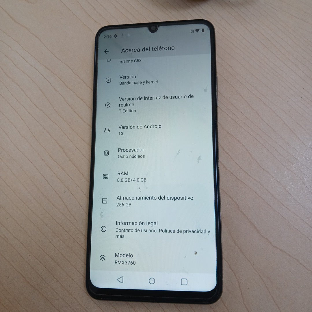 CELULAR REALME C53 RMX3760 (2023) 256 GB 8 GB RAM (SEMINUEVO)