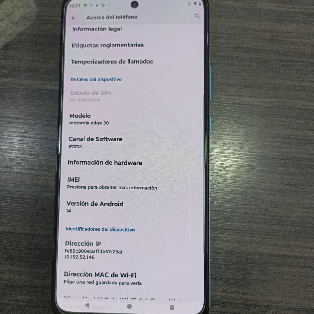 CELULAR MOTOROLA MOTO EDGE 30 XT2203-1 128 GB 8 GB RAM (SEMINUEVO)