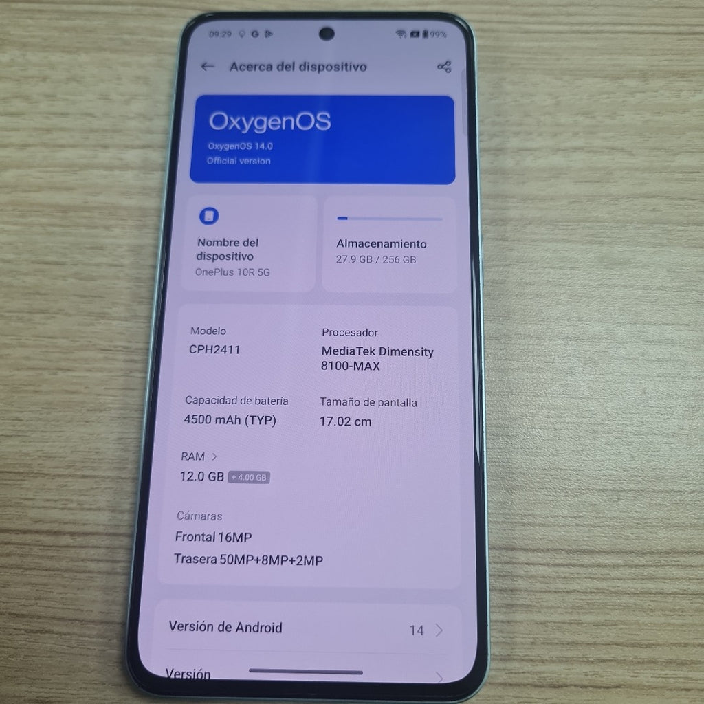 CELULAR ONE PLUS 10R CPH2411 (2022) 256 GB 8 GB RAM (SEMINUEVO)