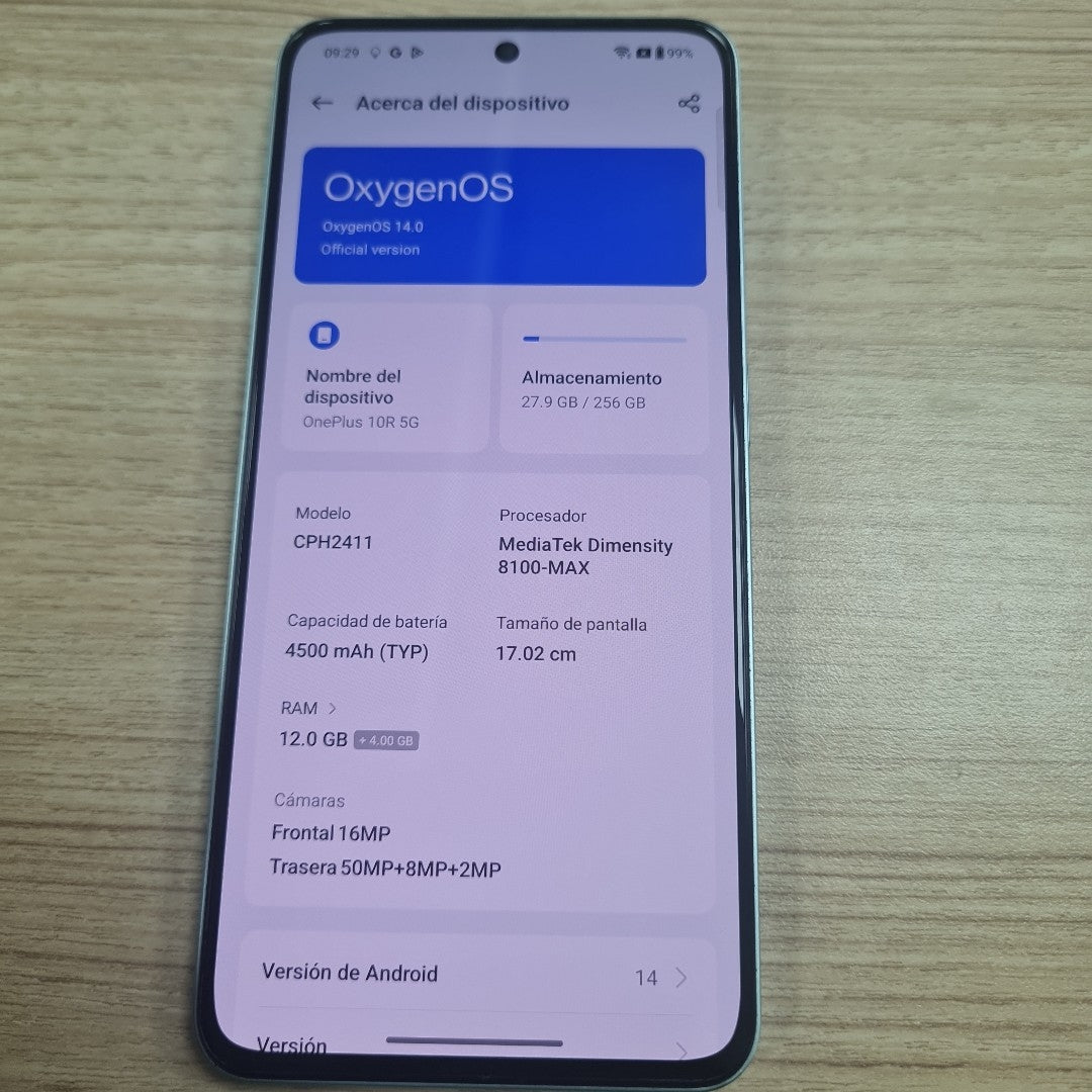 CELULAR ONE PLUS 10R CPH2411 (2022) 256 GB 8 GB RAM (SEMINUEVO)