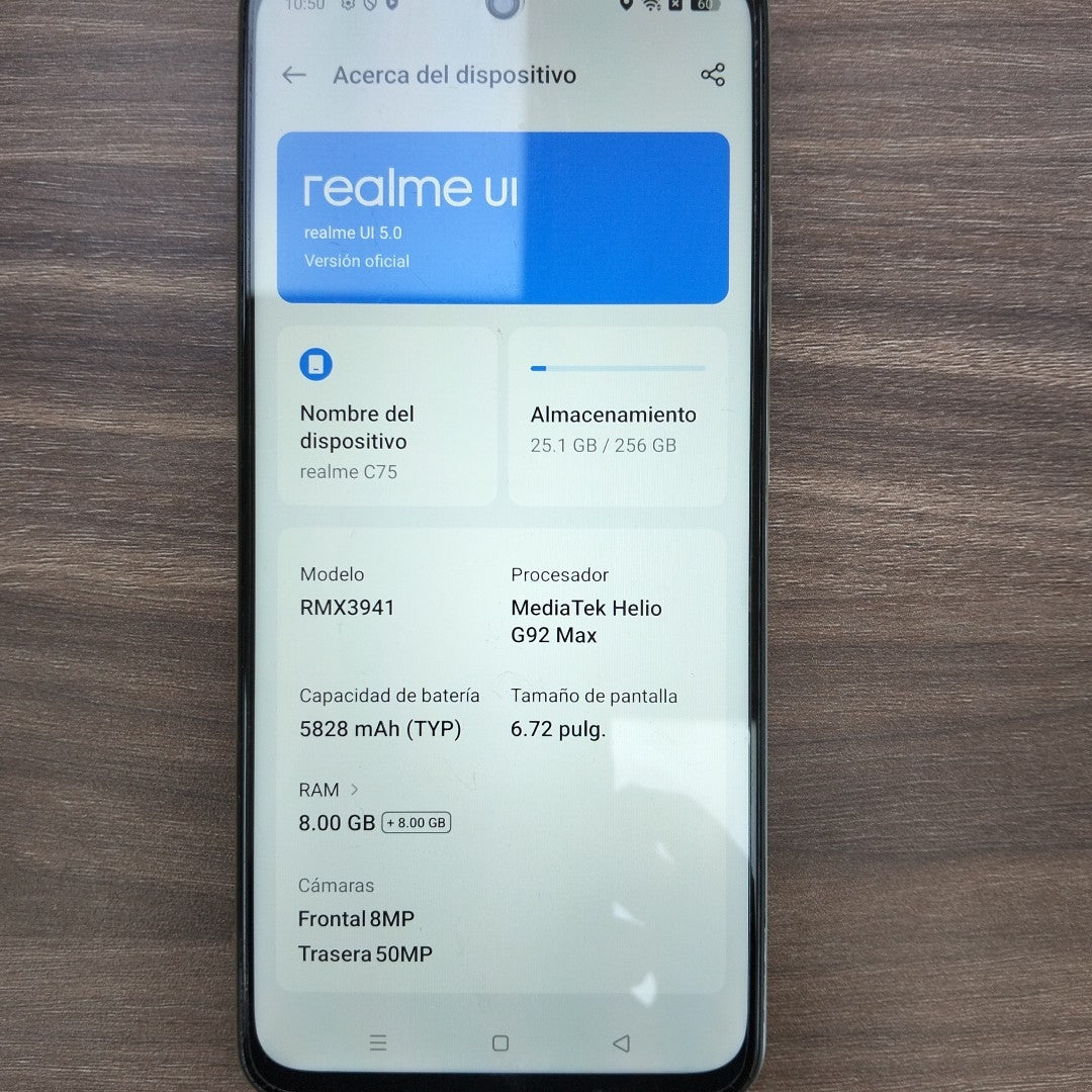 CELULAR REALME C75 RMX3941 (2025) 256 GB 8 GB RAM (SEMINUEVO)