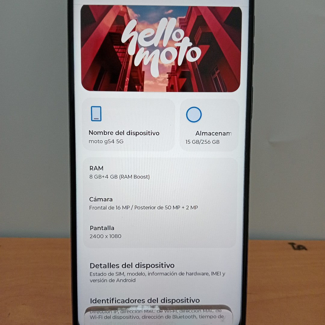 CELULAR MOTOROLA MOTO G54 5G XT2343-1 (2023) 256 GB 8 GB RAM (SEMINUEVO)